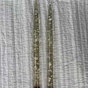Vintage Mid-Century 12" Clear Lucite Acrylic Taper Candles Silver Flecks - MCM